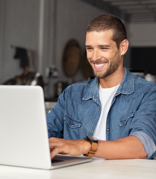 a man looking at online marketplace